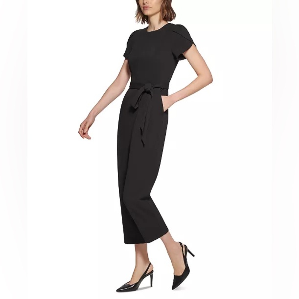 Calvin Klein Women's Tie-Waist Tulip-Sleeve Jumpsuit